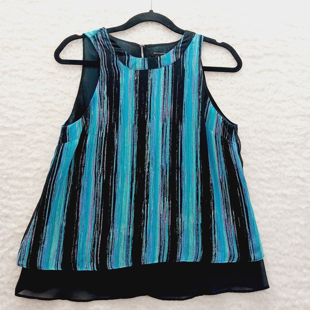 Blouse Blue Stripe Sheer Hem Artsy Whimsycore Going-Out Top Fairy Goth Size S